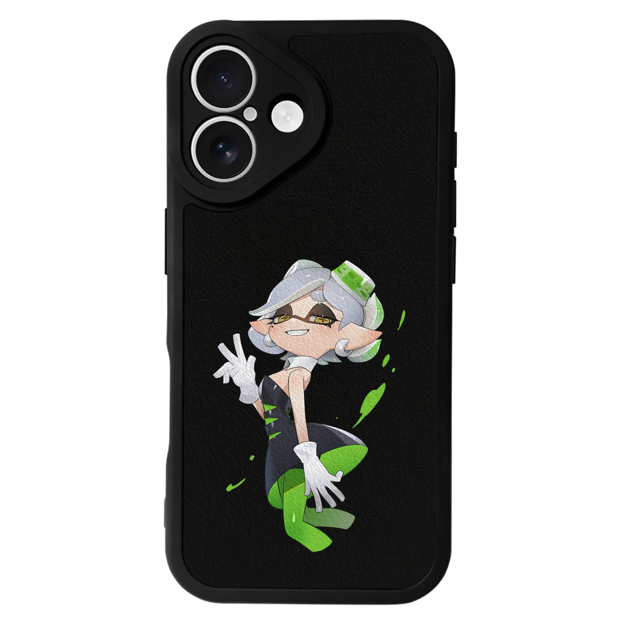 スプラトゥーン グッズ,シオカラーズ ホタル - IPhone 16シリーズ対応 ・ シリコンスマホケース ・ レザー調 ・ 高精度フィット ・ 耐衝撃 ・ ワイヤレス充電対応 ・ 精密カット